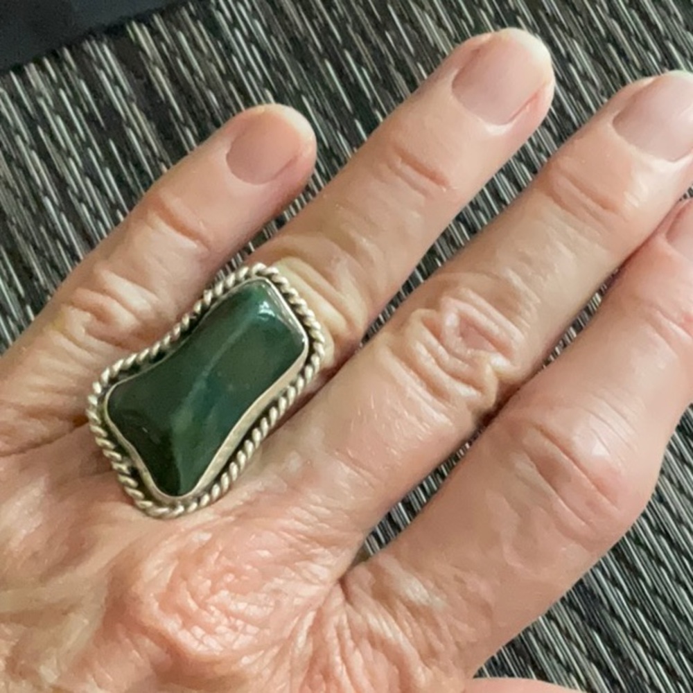 Genuine Bloodstone Sterling Silver ring SIZE 7